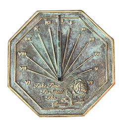Solid Brass Gothic Sundial (Rome #2311) w/verdigris highlights